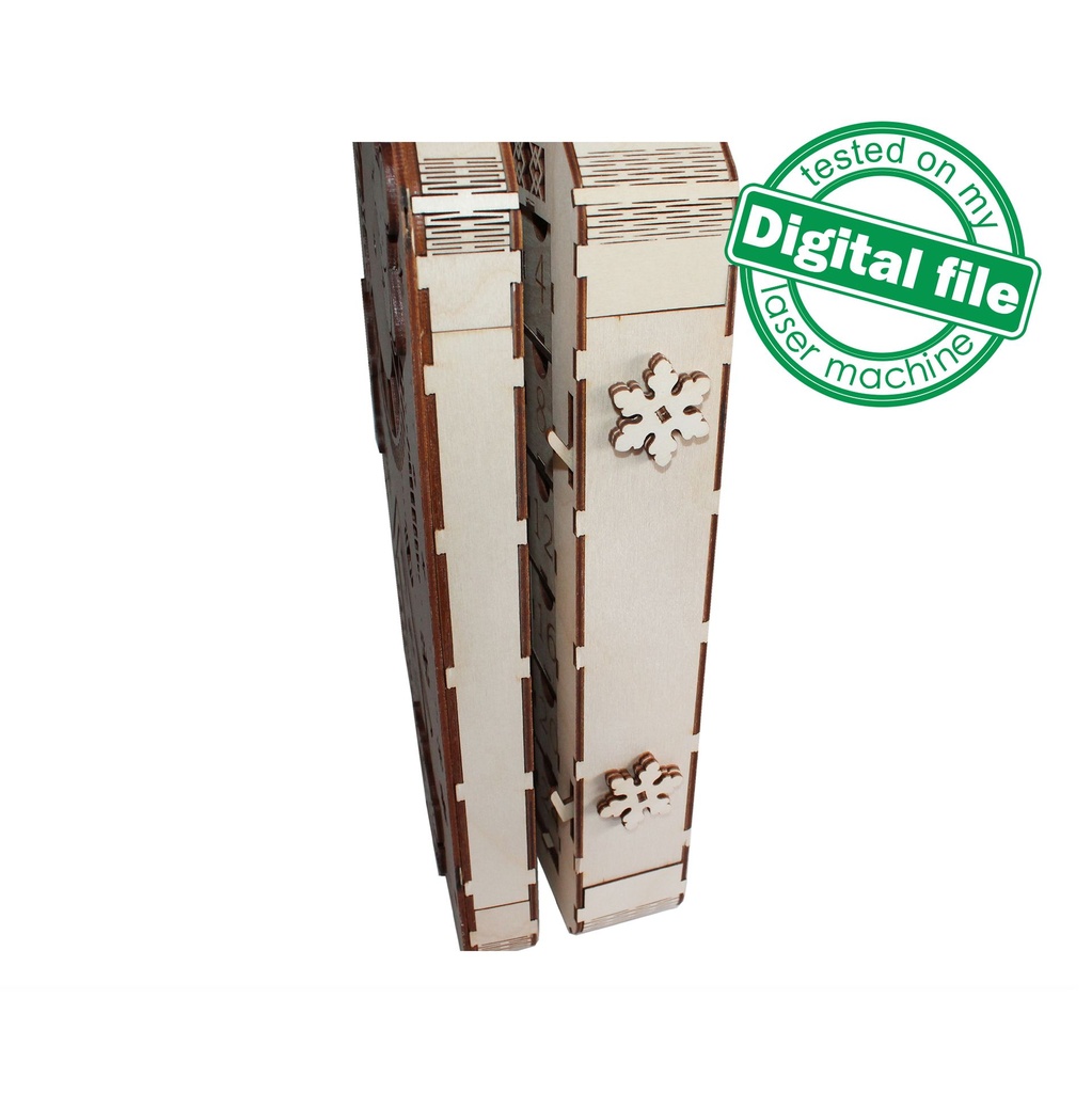 DXF, SVG file for laser Advent calendar House, Clock, Christmas tree, Winter village, Mice, Christmas tree, Plywood or MDF 3.2 mm