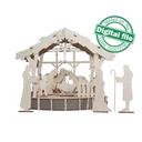 DXF, SVG file for laser Christmas Nativity Scene Set with Led Lights, Baby Jesus, Deva Maria, Wise men, Bethlehem, Light-up podium base