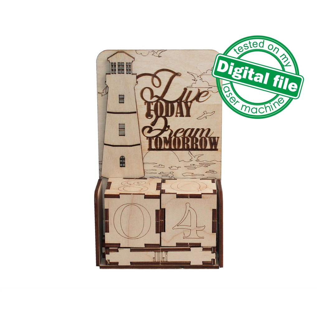 DXF, SVG file for laser Wooden Advent calendar Live today, Perpetual calendar, Christmas countdown, Days until Christmas, Material 3.2 mm