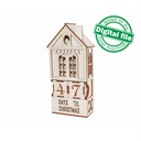 DXF, SVG file for laser Wooden Advent calendar, Christmas countdown, Days till Christmas, Light-up scandinavian house, Plywood or MDF 3.2 mm