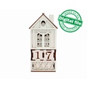 DXF, SVG file for laser Wooden Advent calendar, Christmas countdown, Days till Christmas, Light-up scandinavian house, Plywood or MDF 3.2 mm