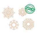 DXF, SVG files for laser Big set Snowflakes into gift box, 18 different design, Glowforge, Material thickness 3.2 mm