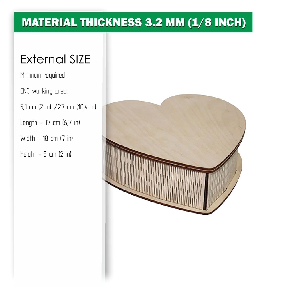 DXF, SVG files for laser Box Love, Heart, St.Valentine, Wedding Ring, Vector project, Glowforge, Material thickness 1/8 inch (3.2 mm)