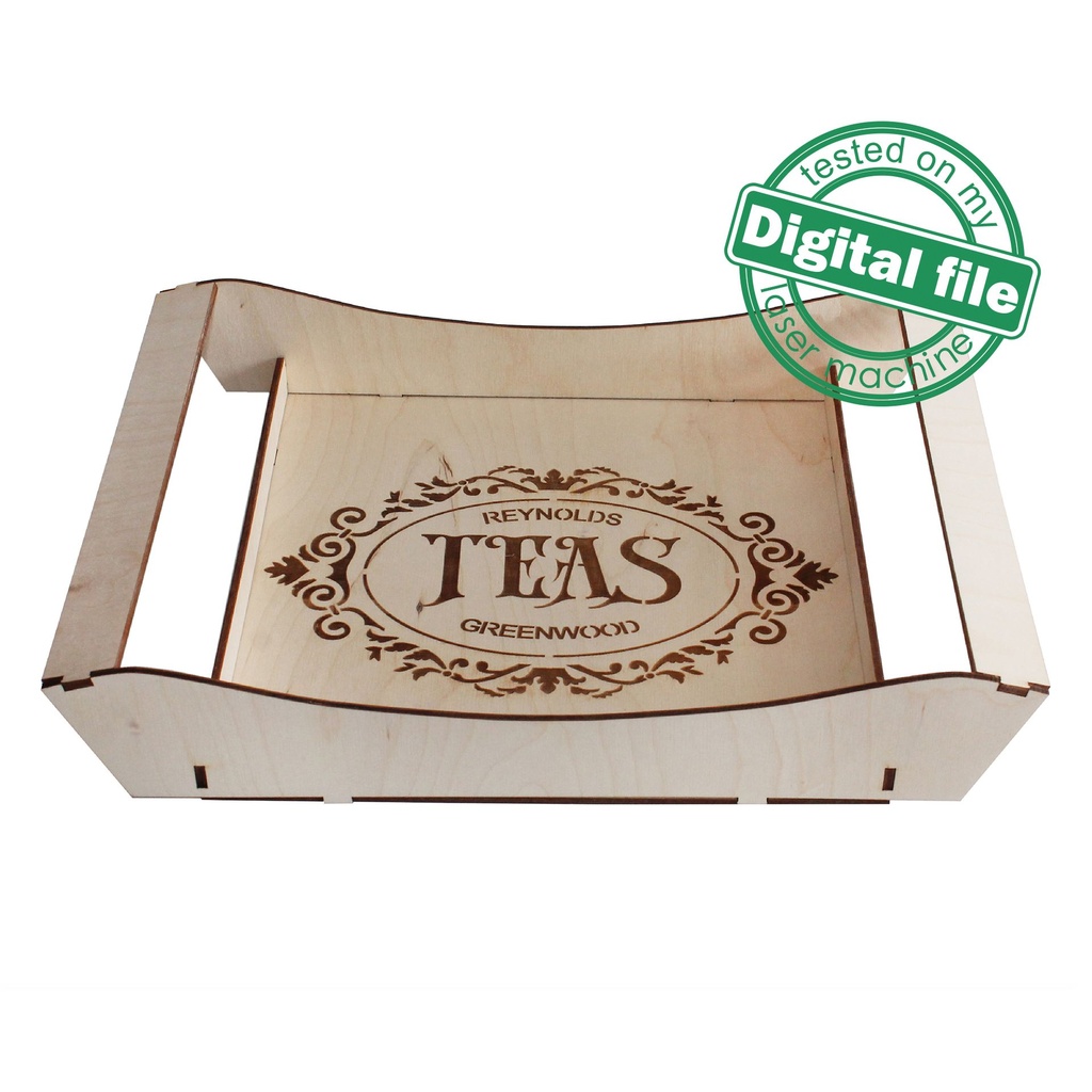 DXF, SVG files for laser French Tray, Candy bar decor, Engraved pattern, Glowforge ready, Two different material thickness 3.2/6.4 mm