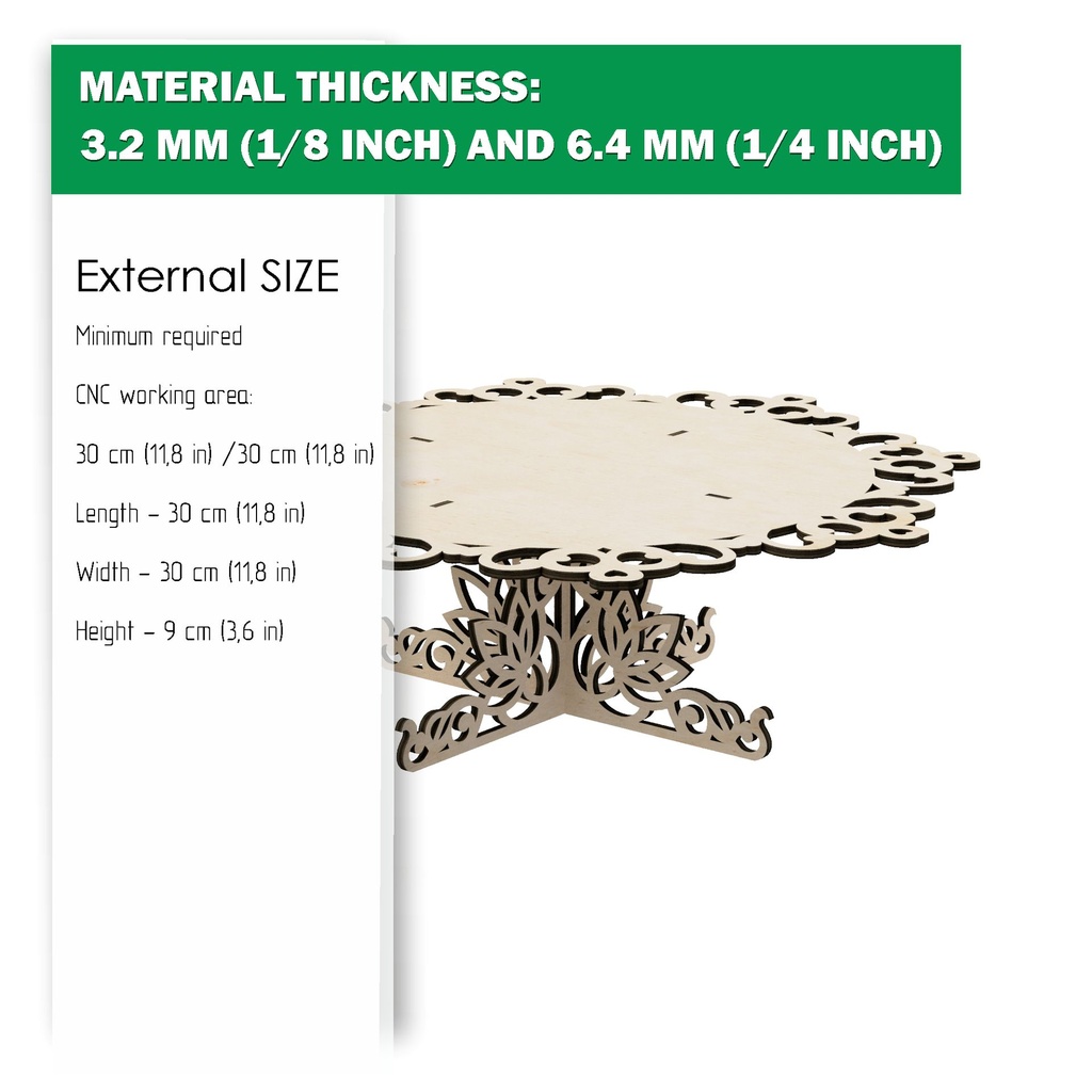 DXF, SVG files for laser Cake Stand, Paris Collection, Candy bar decor, Glowforge, Two different material thickness 3.2 / 6.4 mm