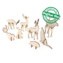 DXF, SVG files for laser Christmas Decor Enchanted forest, Super Big Set, Bundle of 33 pieces, Winter Scene, Glowforge, Matherial 3.2 mm