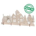 DXF, SVG files for laser Christmas Decoration, Village, Old town, Church, Deer, Winter forest, 5 Designs, Material thickness 3.2 / 6.4 mm