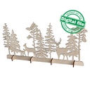 DXF, SVG files for laser Christmas Deer family, Winter Forest, Rustic Wood, Glowforge, Material thickness 3.2 / 6.4 mm