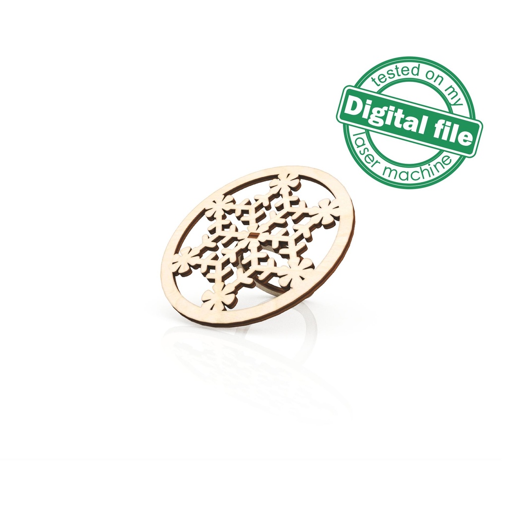 DXF, SVG files for laser Christmas Napkin ring Snowflake, Glowforge, Material thickness 1/8 inch (3.2 mm)