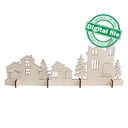 DXF, SVG files for laser Christmas Old Custle, Winter Forest, Rustic Wood, Glowforge, Material thickness 3.2 / 6.4 mm