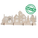 DXF, SVG files for laser Christmas Wintar Village, Church, Winter Forest, Rustic Wood, Glowforge, Material thickness 3.2 / 6.4 mm