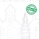DXF, SVG files for laser Christmas Winter Village, Church, Forest, Rustic Wood, Glowforge, Material thickness 3.2 / 6.4 mm