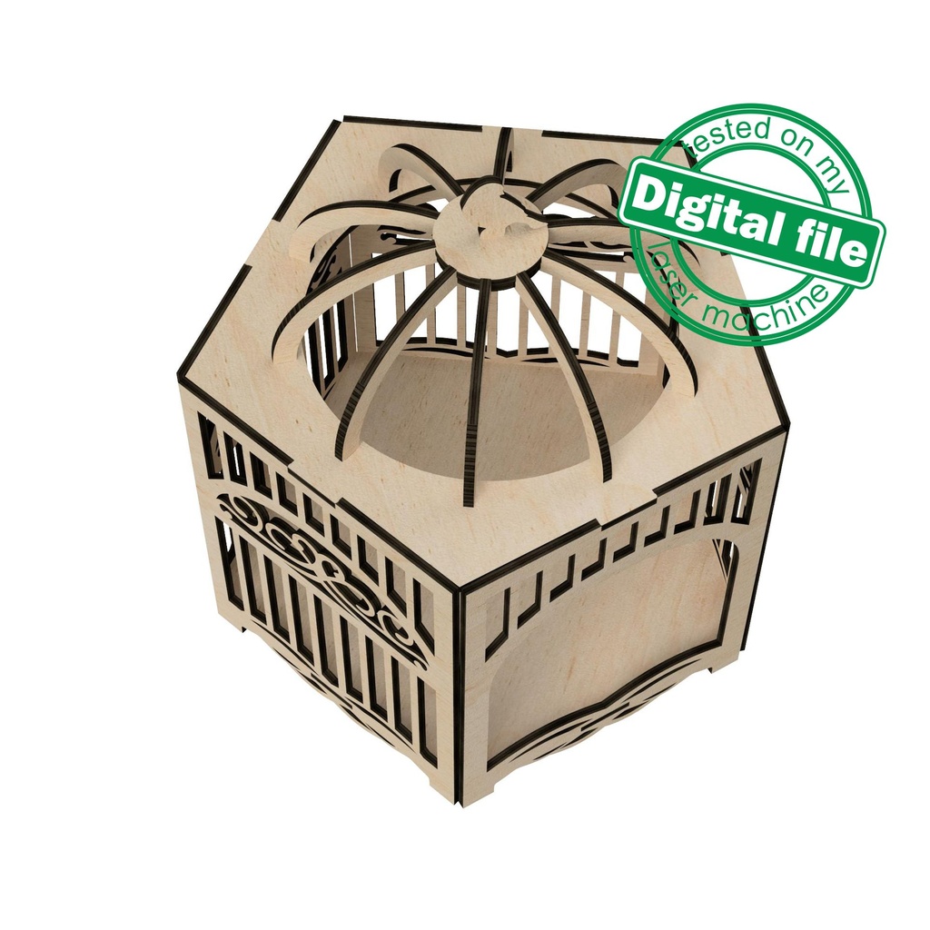 DXF, SVG files for laser Decorative french wooden bird cage, Wedding decor, Glowforge ready, Material thickness 3.2 mm (1/8 inch)