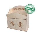 DXF, SVG files for laser Desktop Storage box with drawer King bee, laurel branch, Organiser, Two different material thickness 3.2 / 6.4 mm