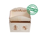 DXF, SVG files for laser Desktop Storage box with drawer King bee, laurel branch, Organiser, Two different material thickness 3.2 / 6.4 mm