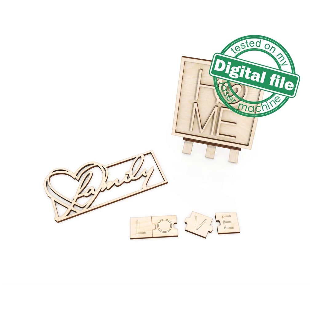 SVG, DXF Laser cut files Set of decorations Home tiered tray decor, Mega Bundle Sign Pack, Diy paint kit, Material thickness 3.2 mm