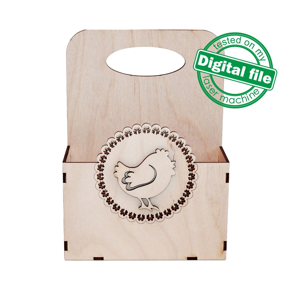 DXF, SVG files for laser Easter box Chirpy Chirp Chirp, Baking Foodie Gift Ideas, Easter Hunting, Glowforge, Material 1/8 inch (3.2 mm)