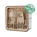 DXF, SVG files for laser Light box Horses, Mountain, Starry Sky, Shadow box, Glowforge, Material thickness 1/8 inch (3.2 mm)