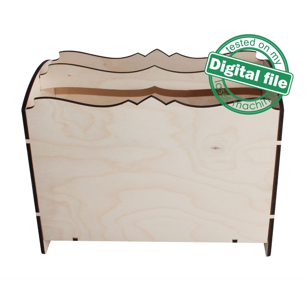 DXF, SVG files for laser Magazine holder, Storage paper, Home Office, Glowforge, Two different material thickness 3.2 / 6.4 mm