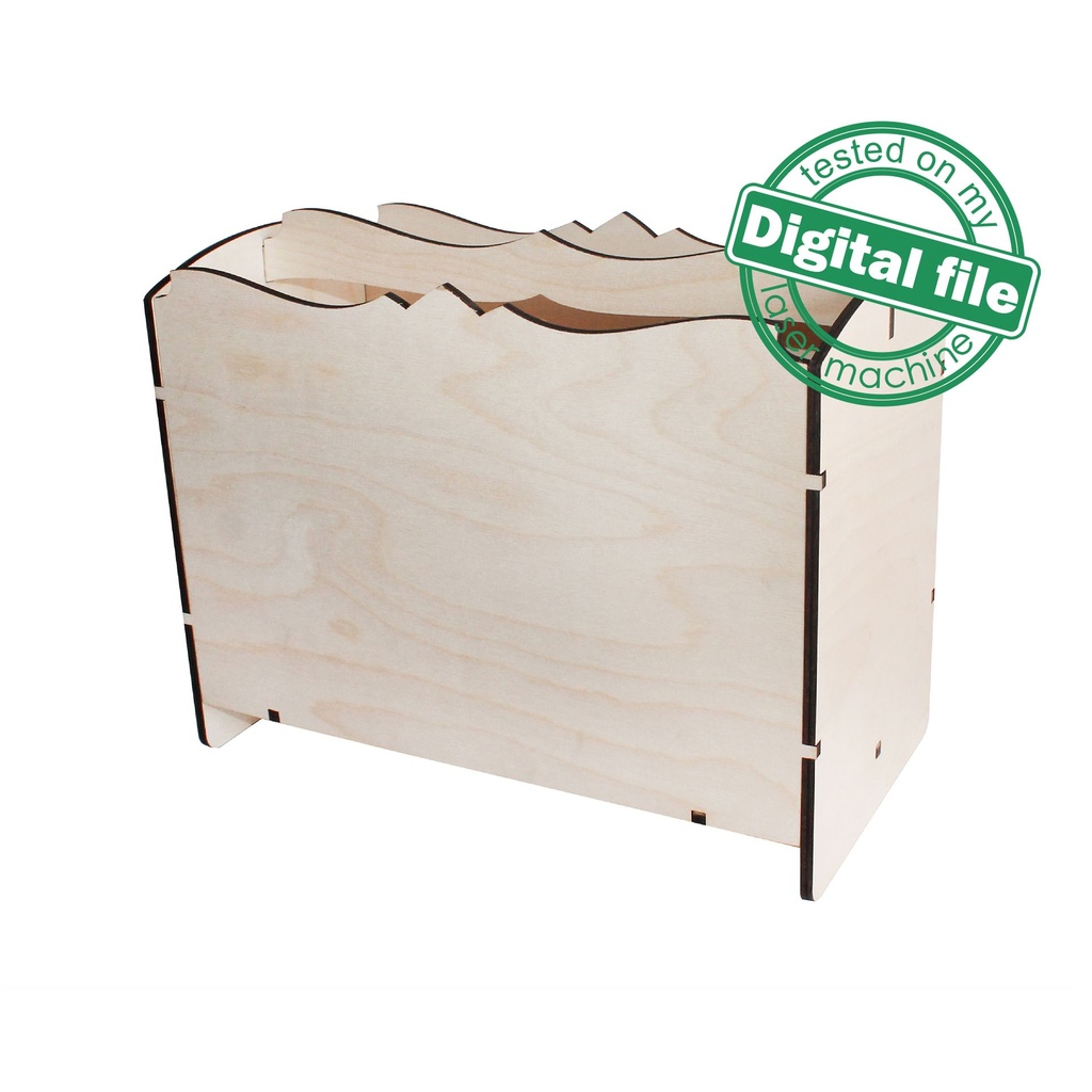 DXF, SVG files for laser Magazine holder, Storage paper, Home Office, Glowforge, Two different material thickness 3.2 / 6.4 mm