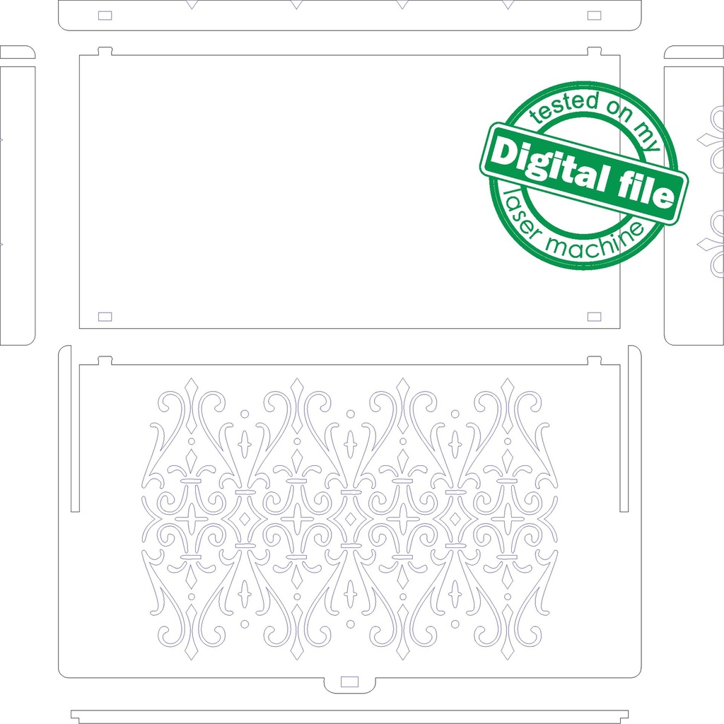 DXF, SVG files for laser Openwork carved Box with opening cover, Mother day gift, Vector project, Glowforge, Material 1/8'' (3.2 mm)