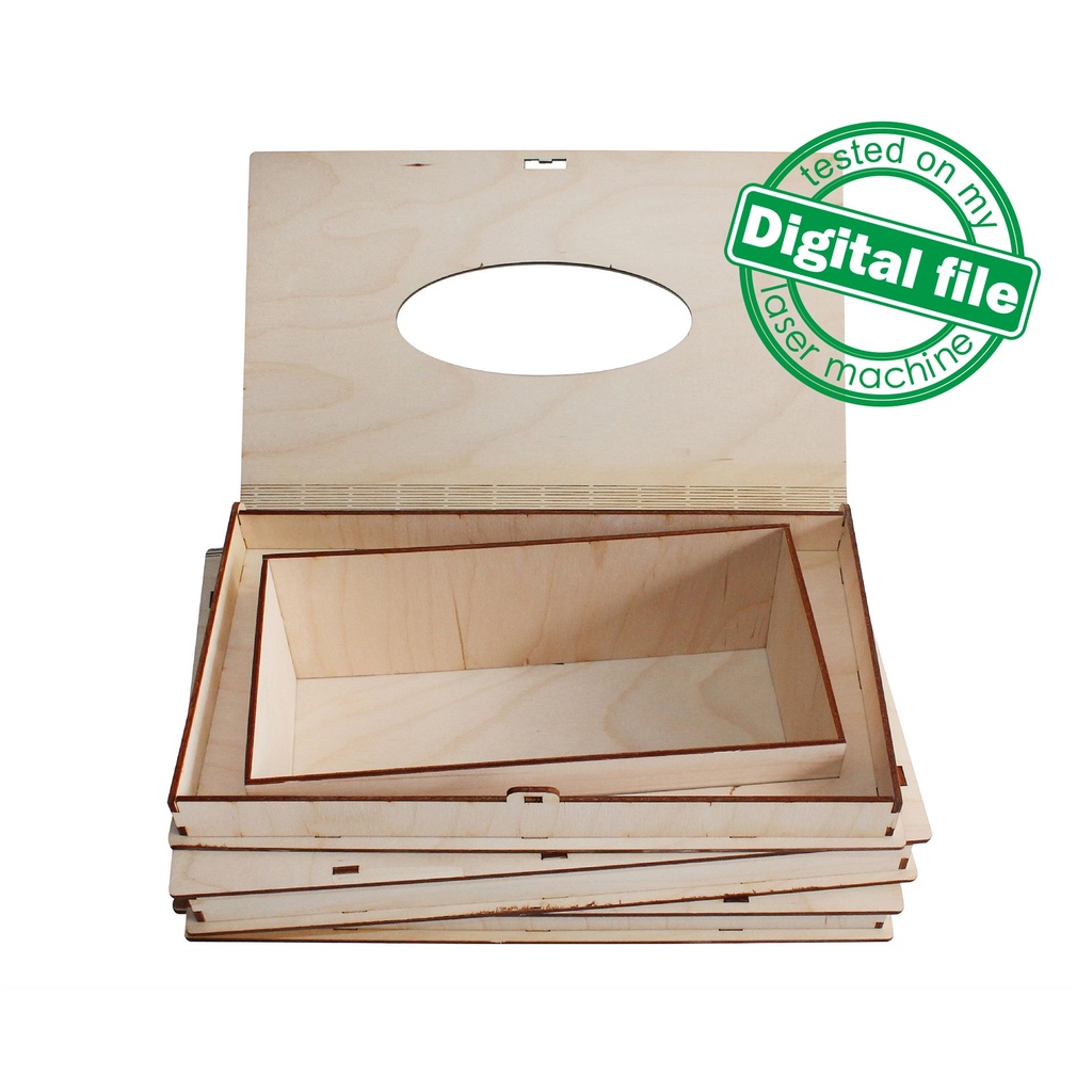 DXF, SVG files for laser Retro Wood Book Shape Tissue Box, Rectangle Napkin Paper Holder Storage Case, flexible plywood, Living hinge
