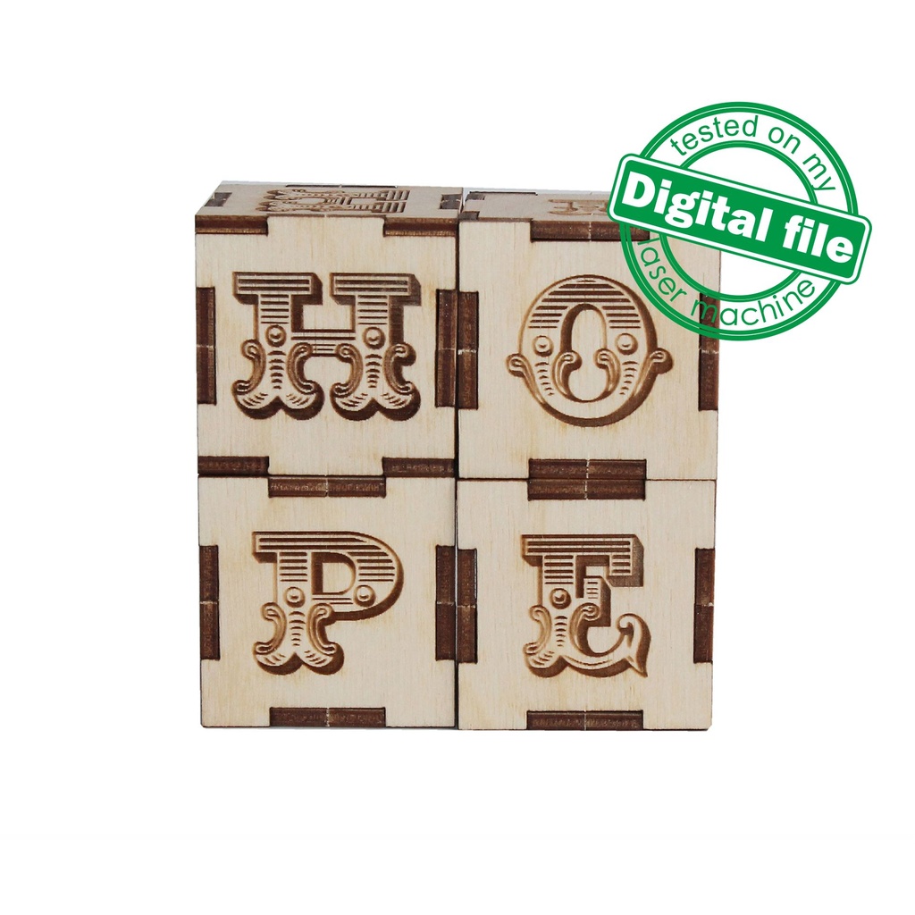 DXF, SVG files for laser Reversible wood blocks, Wedding decor, Home, Love, Hope, Baby, Kiss, XOXO, Material 3.2 mm