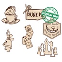DXF, SVG files for laser Set in the gift box Alice in Wonderland, 25 christmas tree ornaments, Glowforge, Material 1/8 inch (3.2 mm)