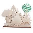 DXF, SVG files for laser Tea Candle holders, Centerpiece, Light-up Christmas, Winter forest, Deer, Village, Material 1/8 inch (3.2 mm)
