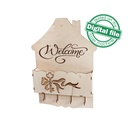DXF, SVG files for laser Wooden Key holder Welcome, Key with bow, Housekeeper, Letter box, Glowforge, Material thickness 3.2 / 6.4 mm