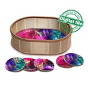 DXF, SVG files for laser Wooden Oval Tray with coasters, flexible plywood, Glowforge ready file, Material thickness 3.2 mm