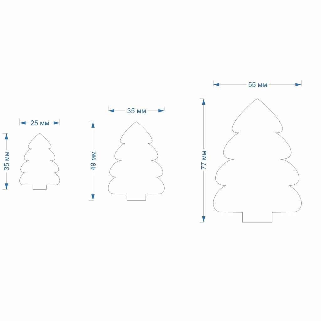 Christmas tree, Winter, New Year, 3 Sizes, Digital STL File For 3D Printing, Polymer Clay Cutter, Earrings, Cookie, sharp, strong edge