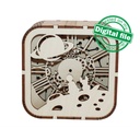 DXF, SVG files for laser tiny Light box Little Prince with decorative clock face, Shadowbox, Glowforge, Material thickness 1/8 inch (3.2 mm)