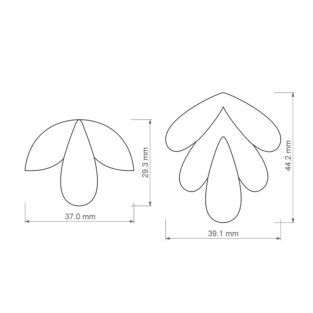 Floral Combo #3, Embossed Flower with Leaf, Digital STL File For 3D Printing, Polymer Clay Cutter, Earrings, 2 different designs