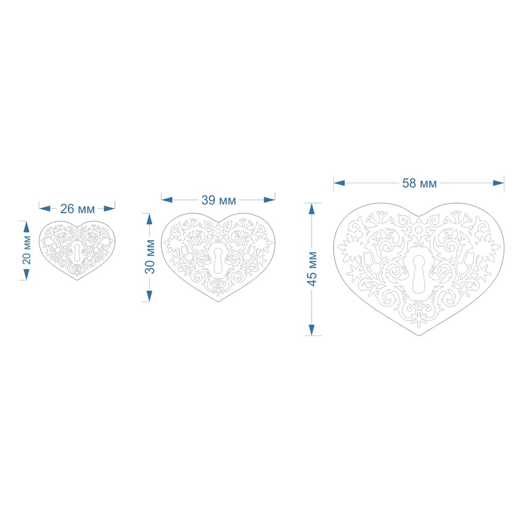 Heart with keyhole, Love, St valentine's, 3 Sizes, Digital STL File For 3D Printing,Polymer Clay Cutter,Earrings, Cookie, sharp, strong edge
