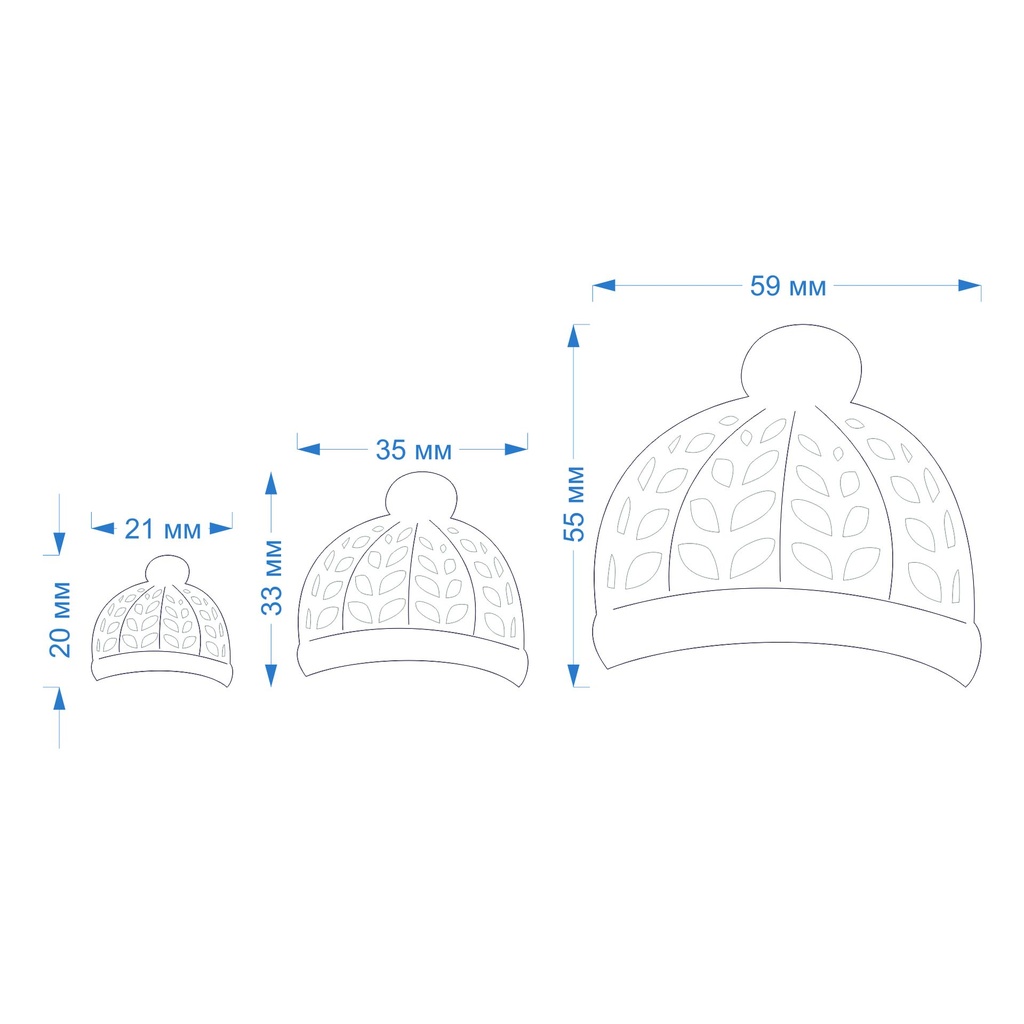 Knitted hat, Beanie, Winter, Christmas, New Year, 3 Sizes, Digital STL File For 3D Printing, Polymer Clay Cutter, Earrings, Cookie
