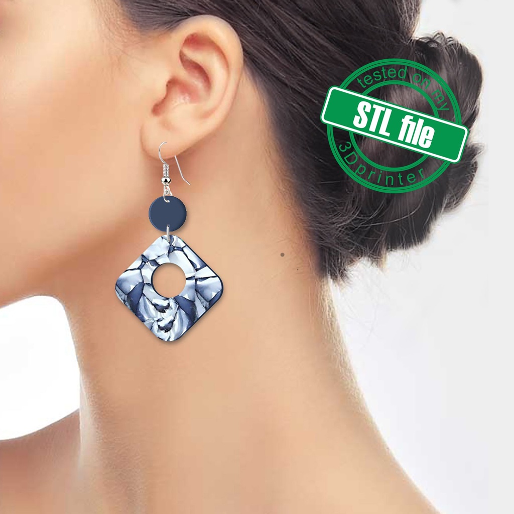 Organic Combo #15, Rounded Polygon with Circle, Digital STL File For 3D Printing, Polymer Clay Cutter, Earrings, 2 different designs