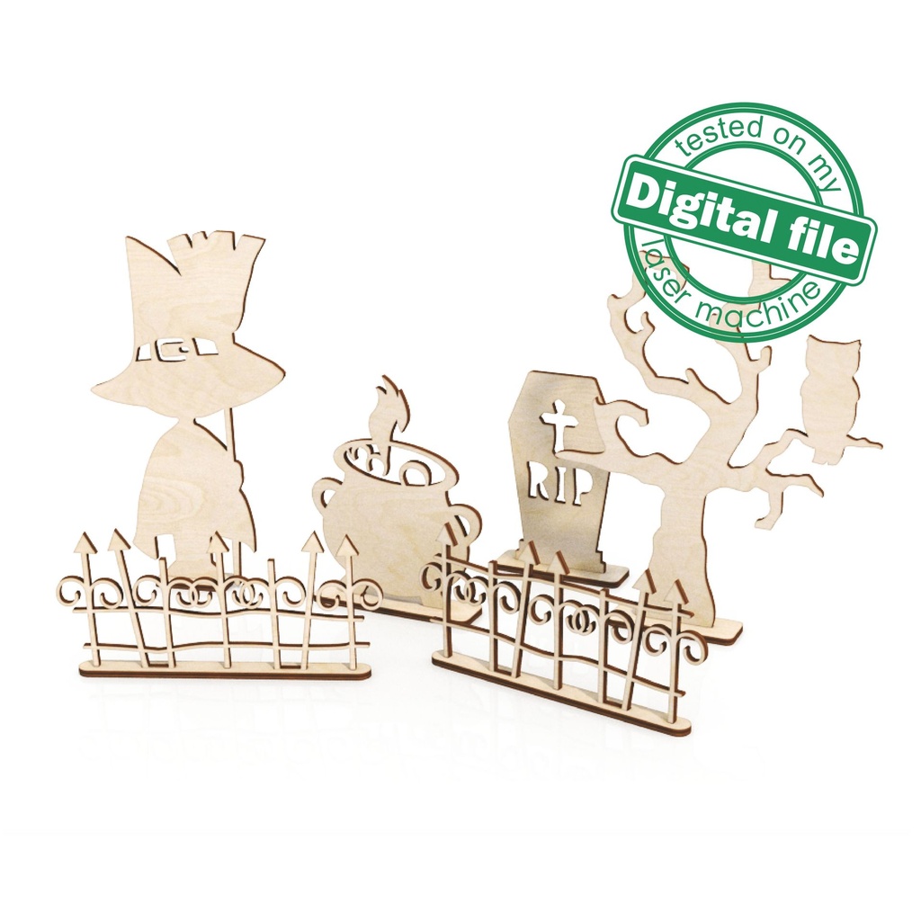SVG, DXF Laser cut files Halloween tiered tray decor, Mega Bundle Sign Pack, Diy paint kit, Glowforge ready, Material thickness 3.2 mm