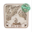DXF, SVG files for laser Light box Mummy & Baby Bunny, Baby shower decor, cute rabbit, Glowforge, Material thickness 1/8 inch (3.2 mm)