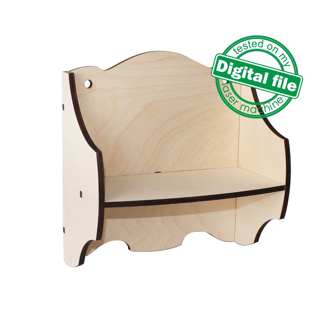 DXF, SVG files for laser Vintage Kitchen Shelf Sweet Home, CNC Router, Engraved pattern French, Two different material thickness 3.2/6.4 mm