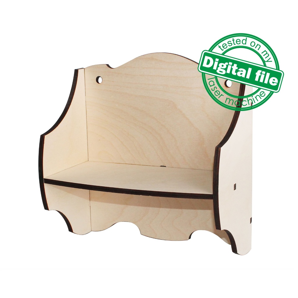 DXF, SVG files for laser Vintage Kitchen Shelf Sweet Home, CNC Router, Engraved pattern French, Two different material thickness 3.2/6.4 mm