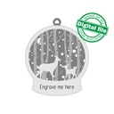 DXF, SVG files for laser Light-Up Christmas Ornament, Deer, Winter forest, Starry sky, Glowforge, Layered pattern, personal engraving