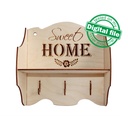 DXF, SVG files for laser Vintage Kitchen Shelf Sweet Home, CNC Router, Engraved pattern French, Two different material thickness 3.2/6.4 mm