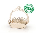 DXF, SVG files for laser Easter basket with carved eggs and bow, Vector project, Glowforge, Material thickness 1/8 inch (3.2 mm)