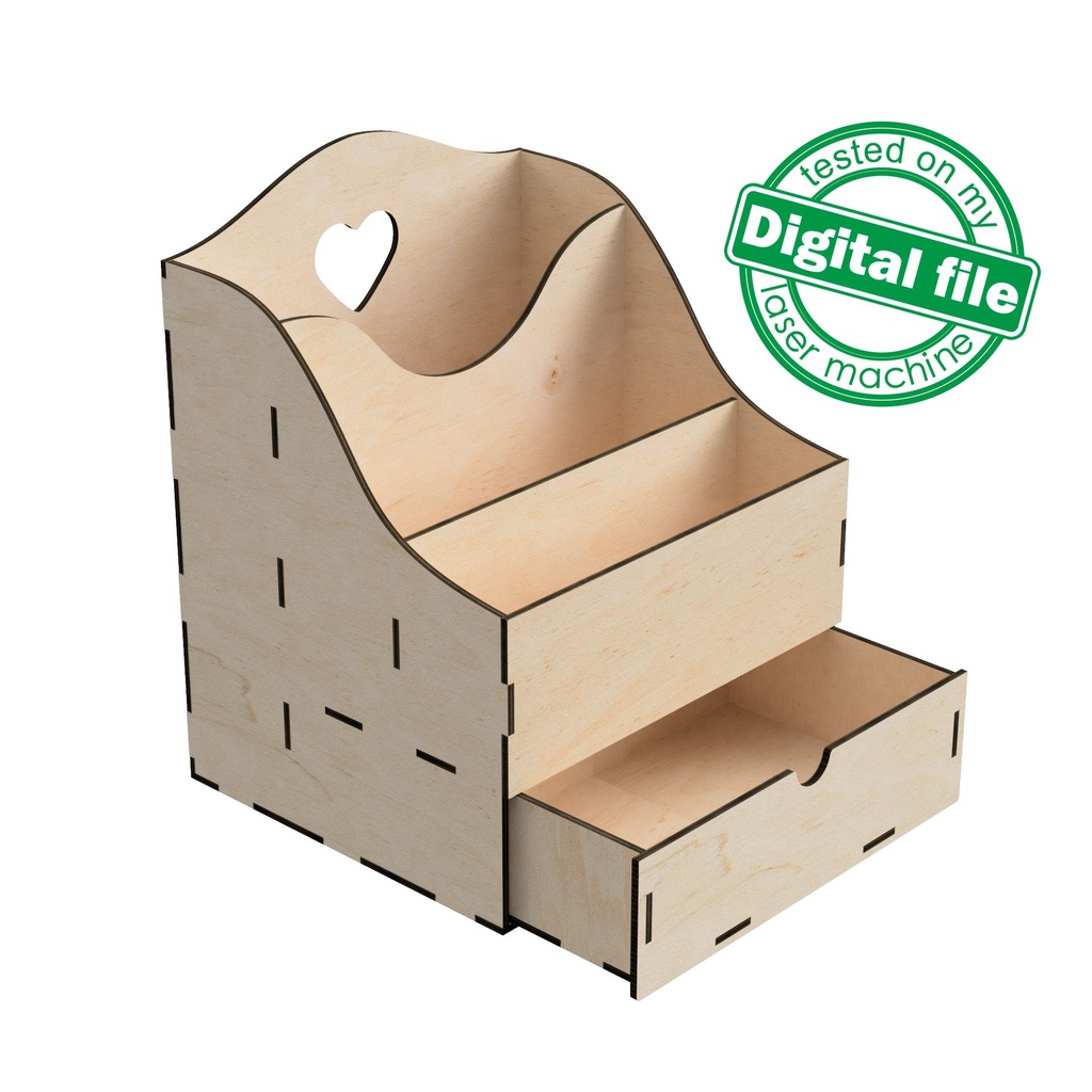 DXF, SVG Files for Laser Desktop Organizer Box, Drawer Storage, Display for Craft Tools, Paper, Magazine, Material 1/8"(3.2mm)