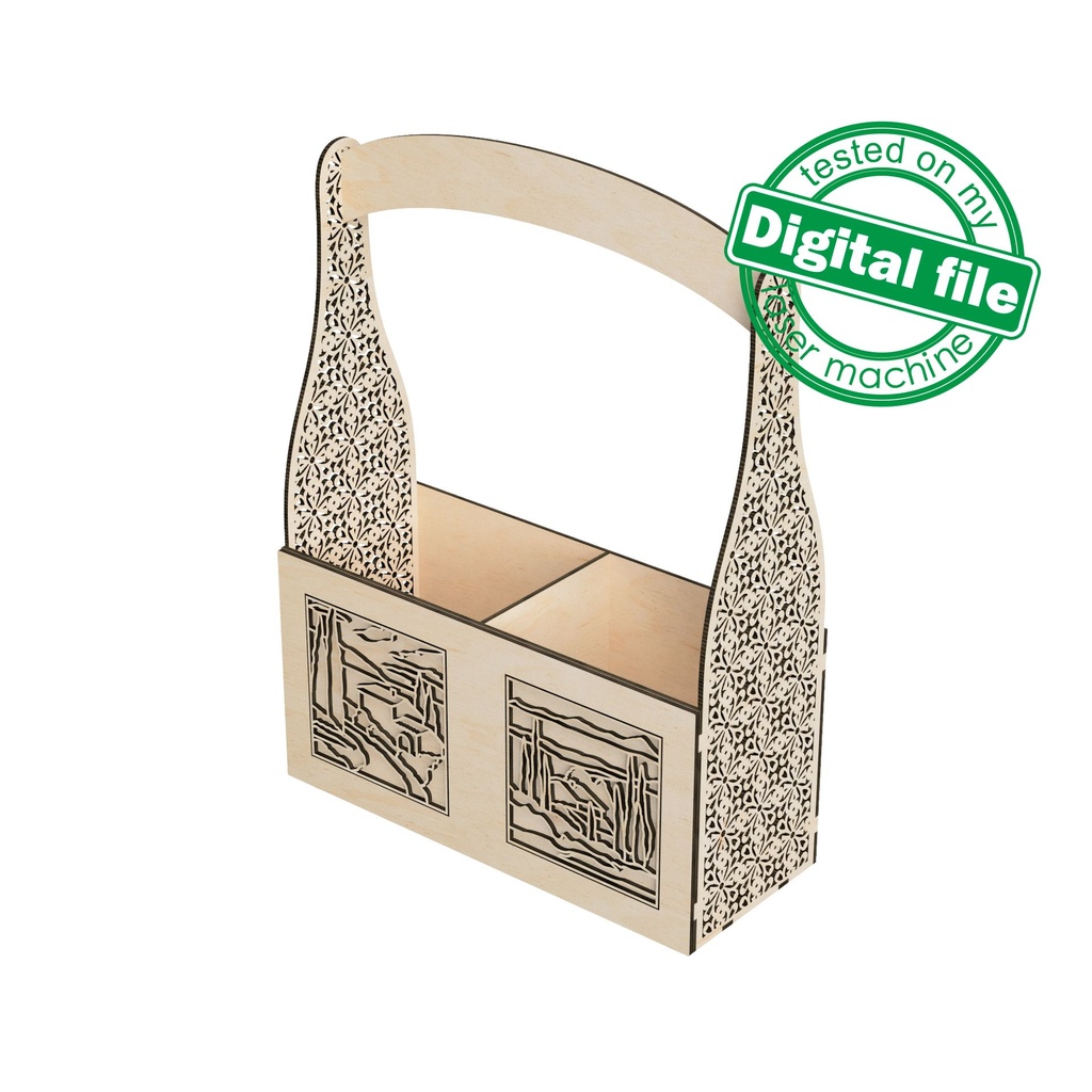 Wine box laser template, svg file, Glowforge, Cricut, Silhouette Cameo Cut Vector,Two different material thickness 3.2 mm / 6.4 mm