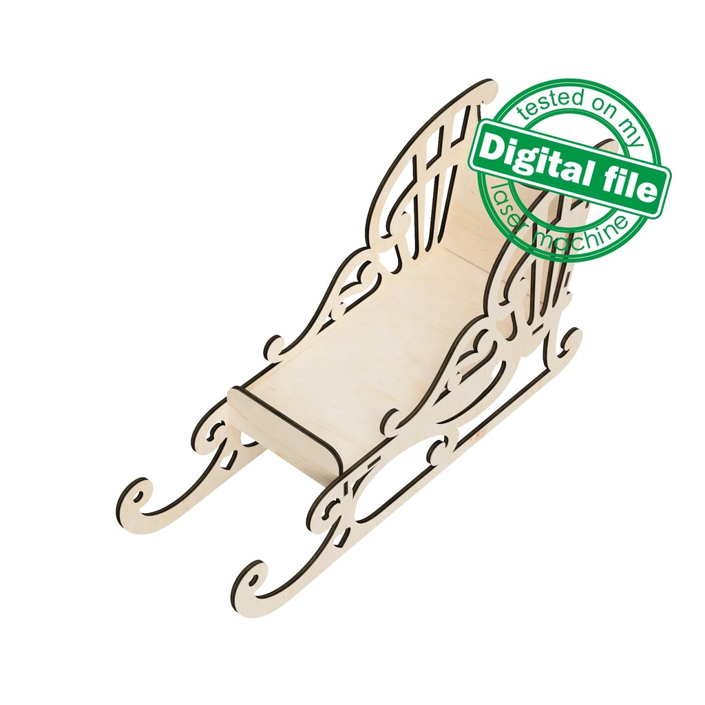 DXF, SVG files for laser Christmas Openwork decorative sleigh, Candy bar, Glowforge, Material thickness 3.2 mm