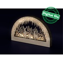 DXF, SVG file for laser Electrically Illuminated Light Arch, Schwibbogen, Centerpiece, Light-up Christmas, Family deer in the forest