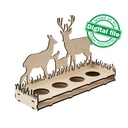 DXF, SVG files for laser Сandle holder Deer family in Winter Forest, Christmas Decoration, Led lantern, Material 1/8 inch (3.2 mm)