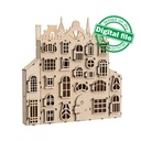 DXF, SVG file for laser Advent calendar 20 or 24 different windows, Fancy shutters, fabulous house, Material thickness 3.2 mm (1/8 inch)